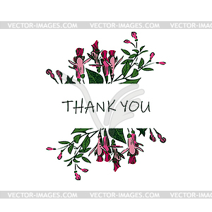 Wedding invitation floral card. Garland Fuchsia - vector image