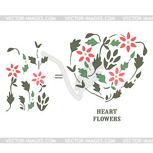 Simple minimalist wedding invitation floral card. - vector image