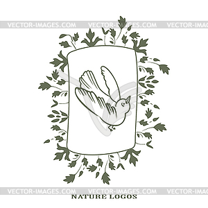 Outline wedding invitation floral card. Simple fram - vector image