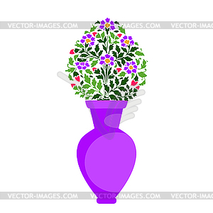 Drawn ceramic vase with bouquet of wildflowers for - vector clipart