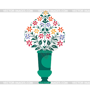 Нарисованная керамическая ваза с букетом полевых цветов для - векторный клипарт Royalty-Free