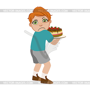Жадный мальчик, не разделяющих торт, часть Bad Kids - рисунок в ...