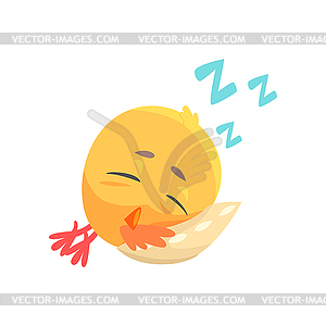 Funny Cartoon Comic Chicken Sleeping On Pillow Vector Clipart