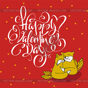 Happy valentines day with lovely foxes - vector clip art