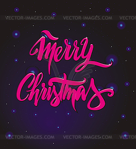 Merry christmas pink lettering - vector image