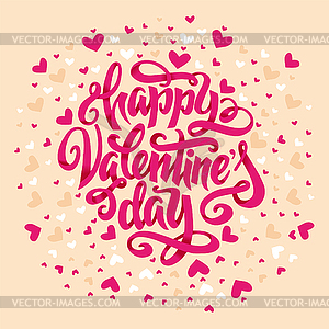 HAPPY VALENTINES DAY lettering with hearts - vector image