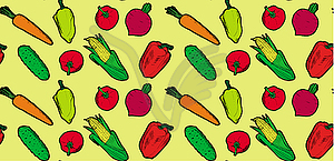 Vegetables seamless pattern yellow - vector image