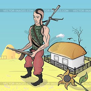 Украинский воин - клипарт в векторном формате