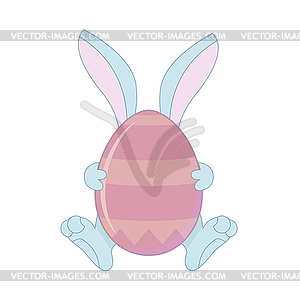 Rabbit with egg - color vector clipart