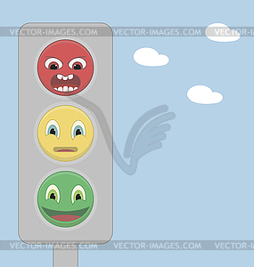 Traffic light of emoticons - vector clipart