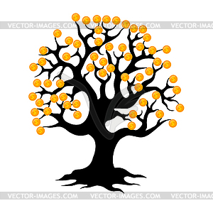 Дерево с монетами - клипарт в векторном виде