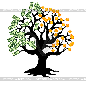 Money tree with coins - vector clipart