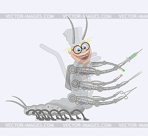 Cyborg doctor centipede - vector image