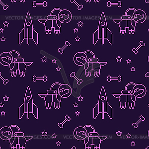 Space dog pattern - vector clipart