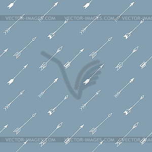 Seamless pattern with flying arrows on gray-blue - vector clipart