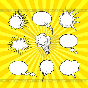 Set of comic speech bubbles and explosion elements - vector image