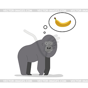 Gorilla and speech bubble with banana i - vector clipart