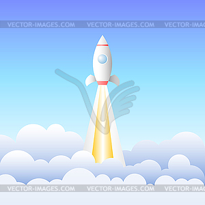 Rocket in sky. Start up concept - vector clipart / vector image