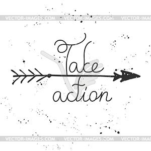 Motivational typographic poster with arrow - vector clipart