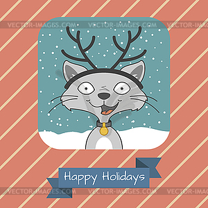 Greeting card with funny cat - vector clipart