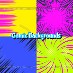 Set of abstract colorful burst and motion comic - vector clipart