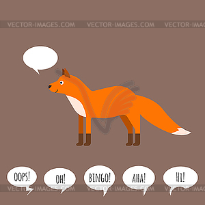 Fox with speech bubble. Flat style - vector image