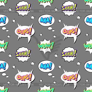 Seamless pattern with speech bubbles and sound - vector clipart