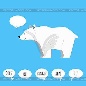 Polar bear with speech bubble. Flat style - vector image