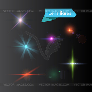 Glowing colorful flash elements - vector clipart / vector image