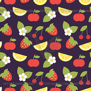 Seamless pattern with apples, strawberries and - vector clip art