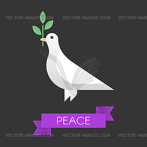 Peace dove with olive branch - color vector clipart