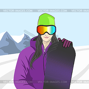 Snowboarder girl - vector clipart