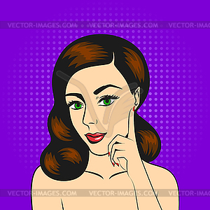 Pop art young woman - vector clipart