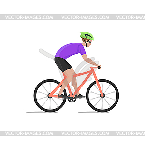 Cyclist on bike; biker and bicycling; spo - vector clip art