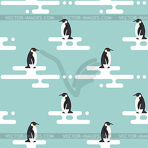 Seamless pattern with penguins standing on - vector clipart