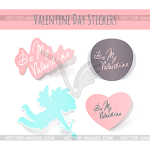 Valentine Day realistic stickers - vector image