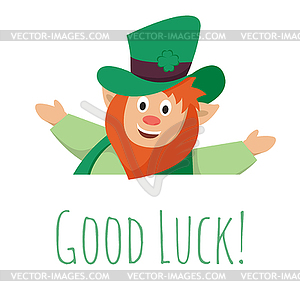 St. Patrick`s day leprechaun with big sig - vector clip art