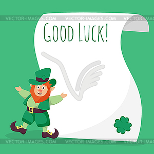 St. Patrick`s Day leprechaun standing n - vector image