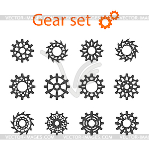 Set of machine gears or cogwheels. Gear wheels - vector image