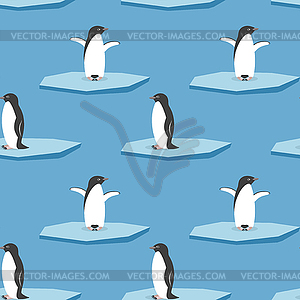 Seamless pattern with penguins standing on - vector clipart