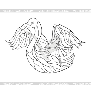 Monochrome zentagle swan. Colo - vector clipart