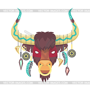 Bull or ox in ethnic or tribal style. Ani - vector clipart