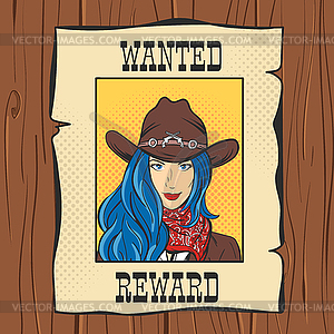 Wanted Vintage Western Poster with young - vector clip art