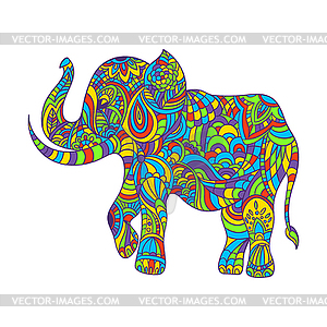 Colorful zentagle an elephant - vector image