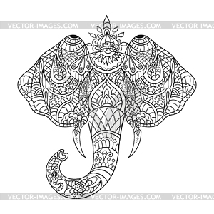 Monochrome zentagle an elephant h - vector clipart