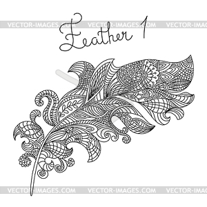 Monochrome zentagle feather. C - vector image