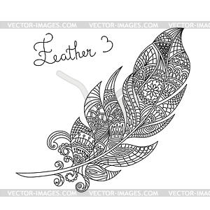 Monochrome zentagle feather. C - vector clipart