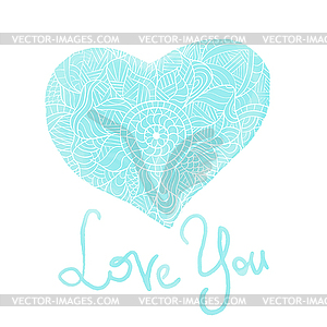 Decorative watercolor heart with ethnic elements - vector clipart