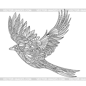 Monochrome zentagle magpie. Co - vector image