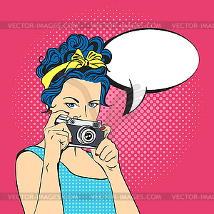 Pop art beautiful young woman and empty s - vector clip art